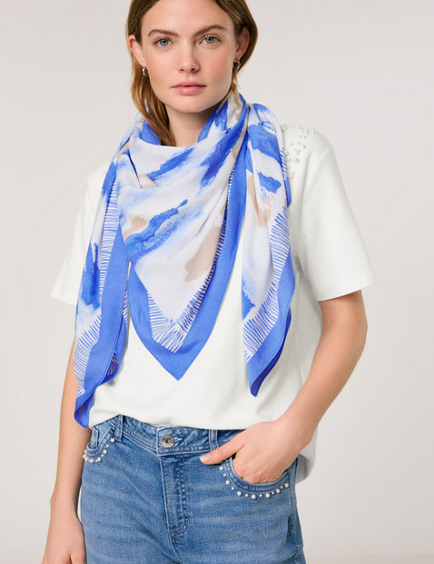 TAIFUN Damen Tuch mit Print Viskose gemustert Blau von Taifun