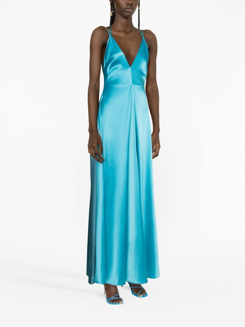 Talbot Runhof halterneck satin gown - Blue von Talbot Runhof