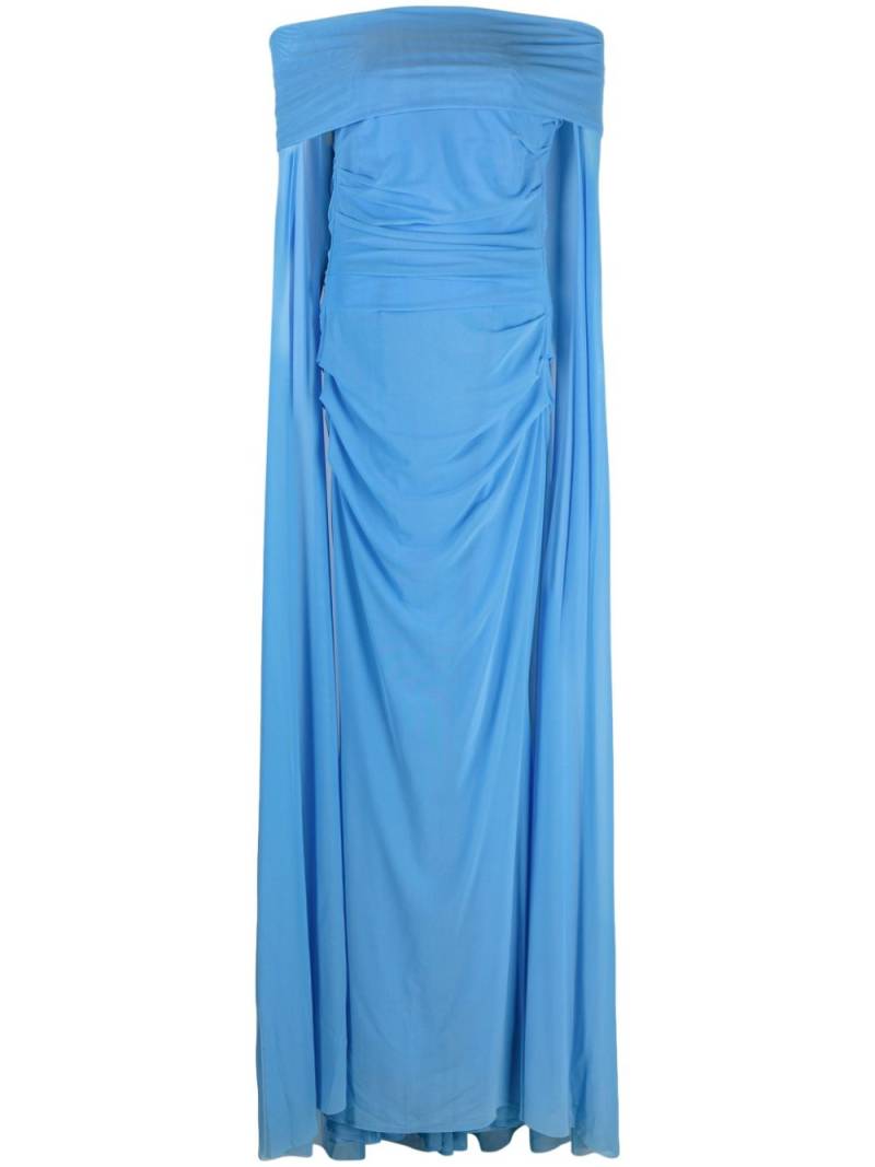 Talbot Runhof off-shoulder cape maxi dress - Blue von Talbot Runhof