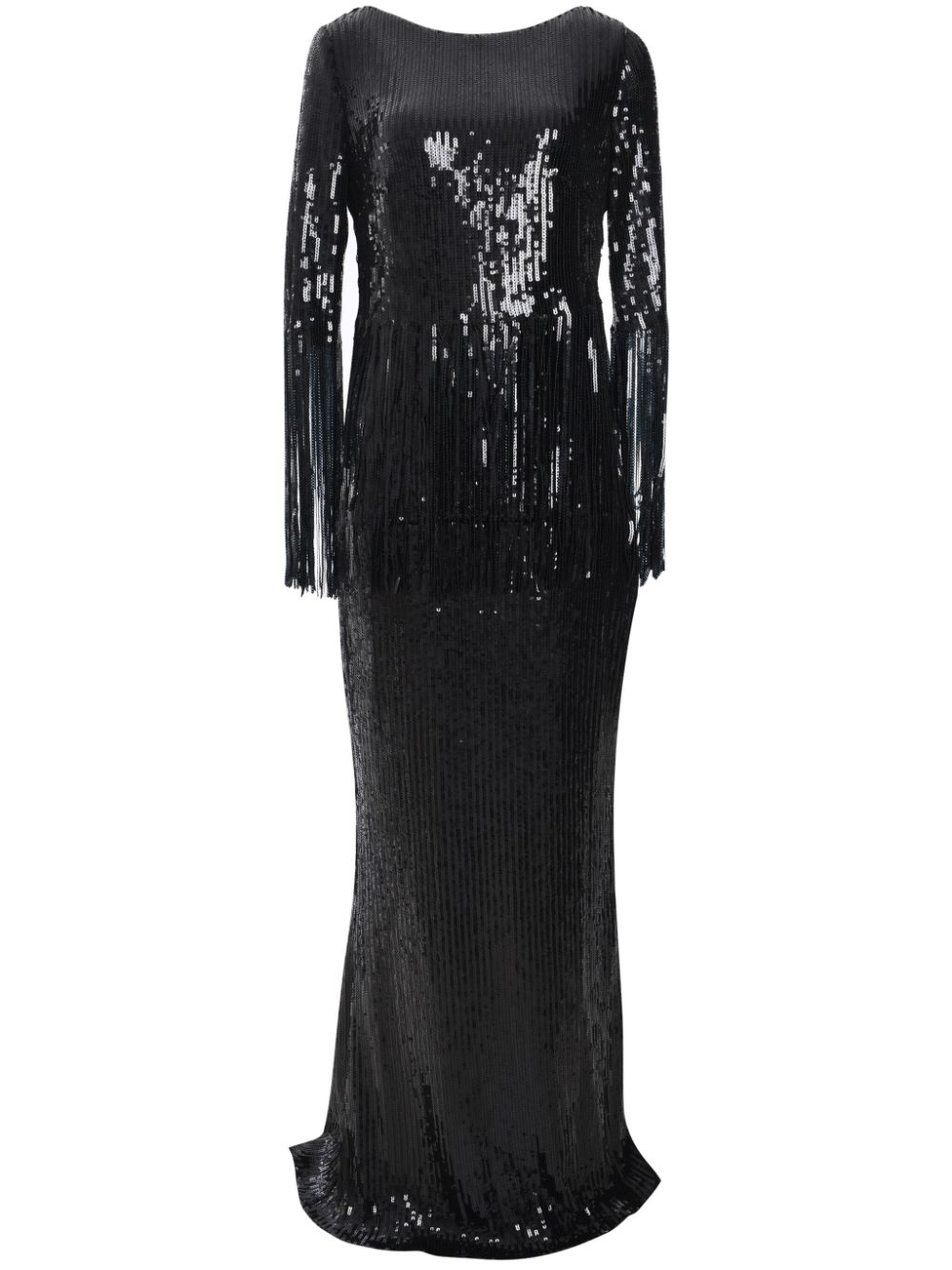 Talbot Runhof sequin-embellished Matrix fringed dress - Black von Talbot Runhof