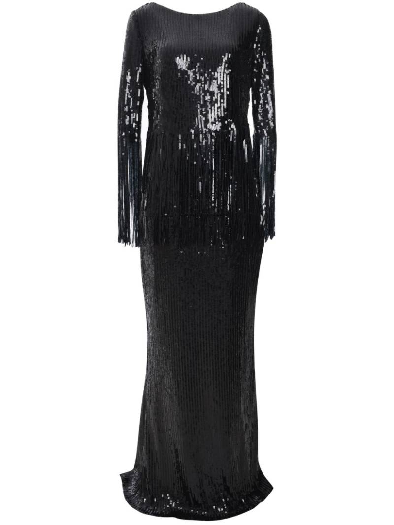 Talbot Runhof sequin-embellished Matrix fringed dress - Black von Talbot Runhof