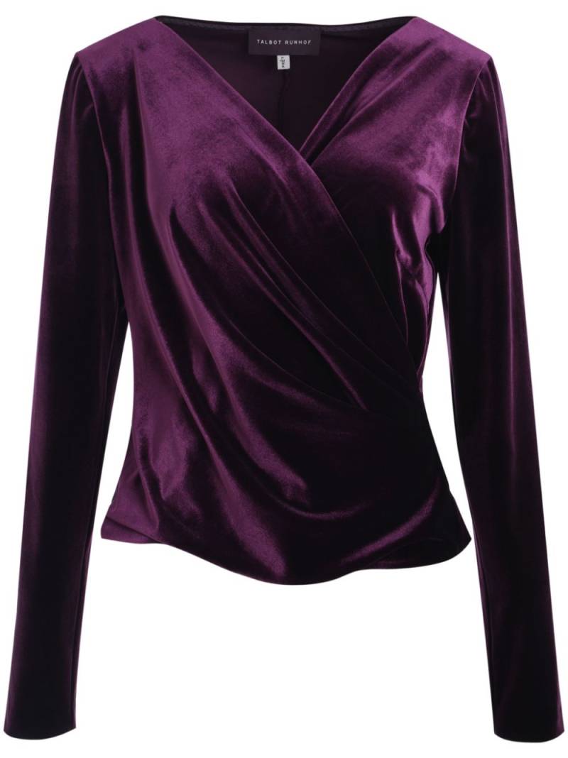 Talbot Runhof velvet v-neck top - Purple von Talbot Runhof