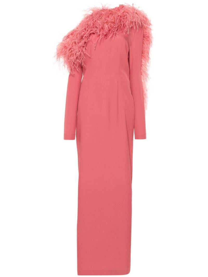 Taller Marmo Garbo feather-trim maxi dress - Pink von Taller Marmo