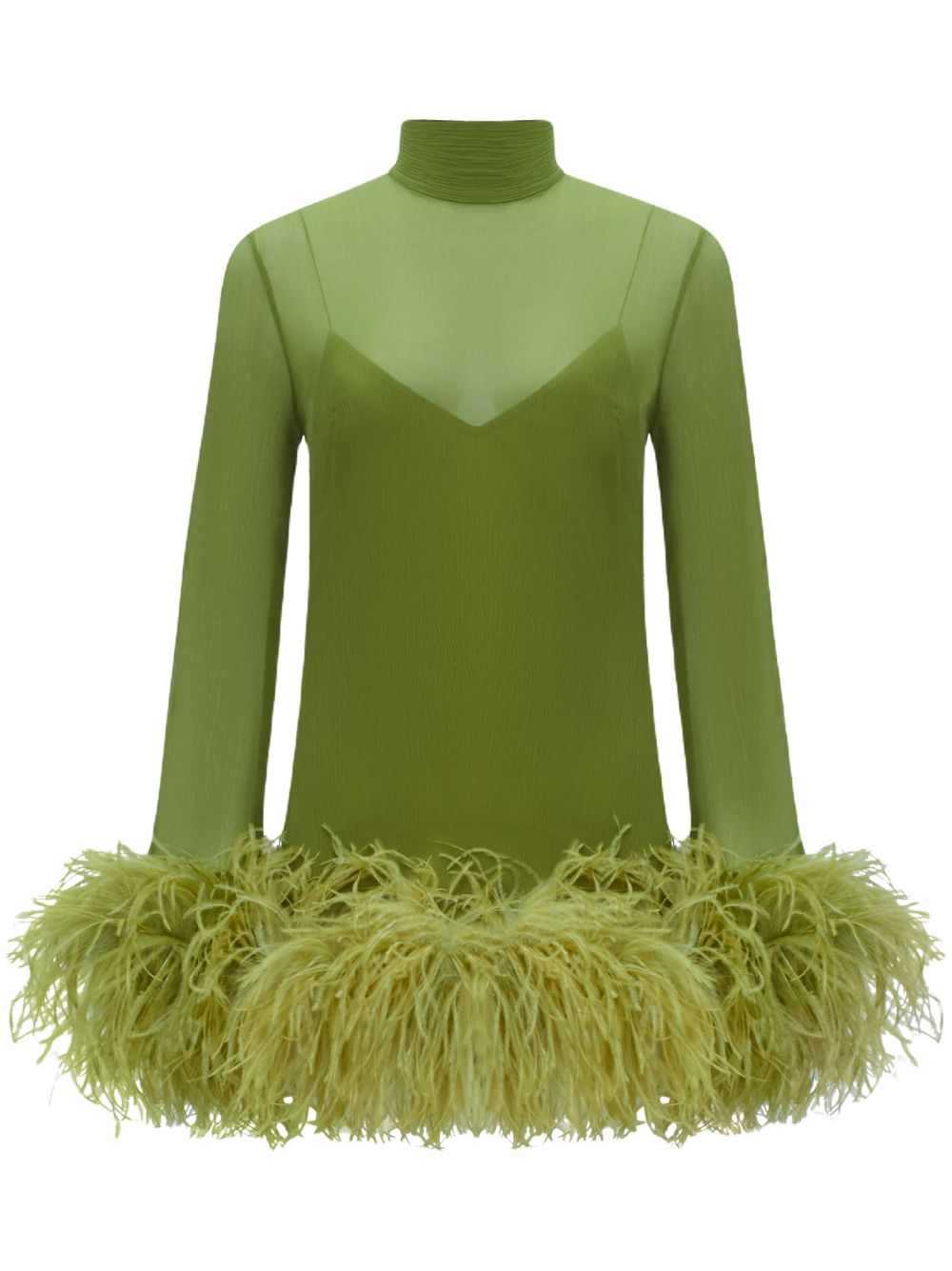 Taller Marmo Gina Spirito feather-trim minidress - Green von Taller Marmo