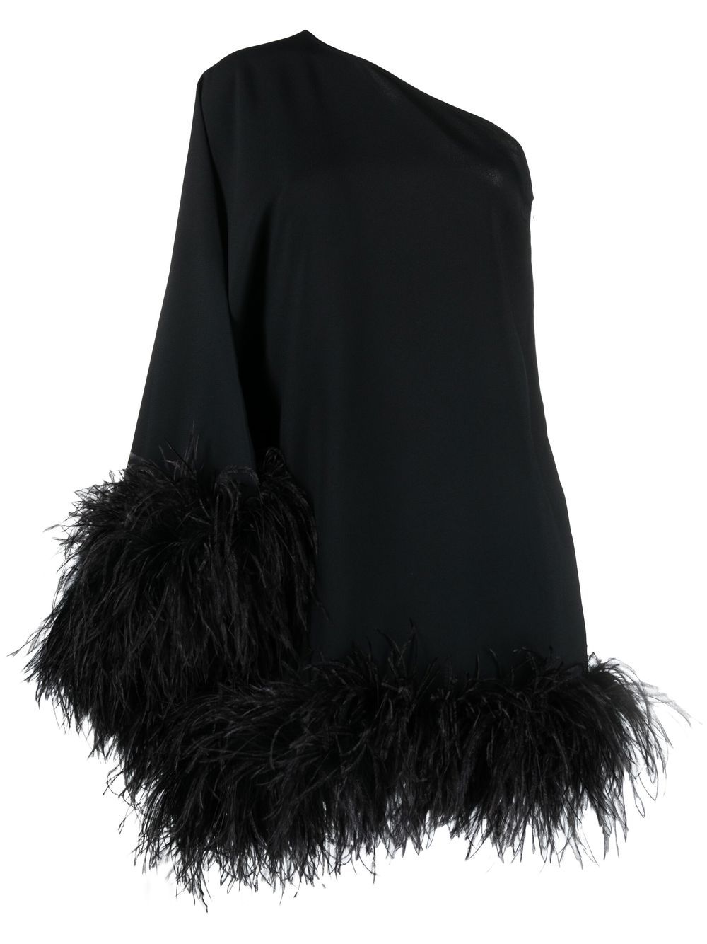 Taller Marmo Piccolo Ubud feather-trim one-shoulder dress - Black von Taller Marmo