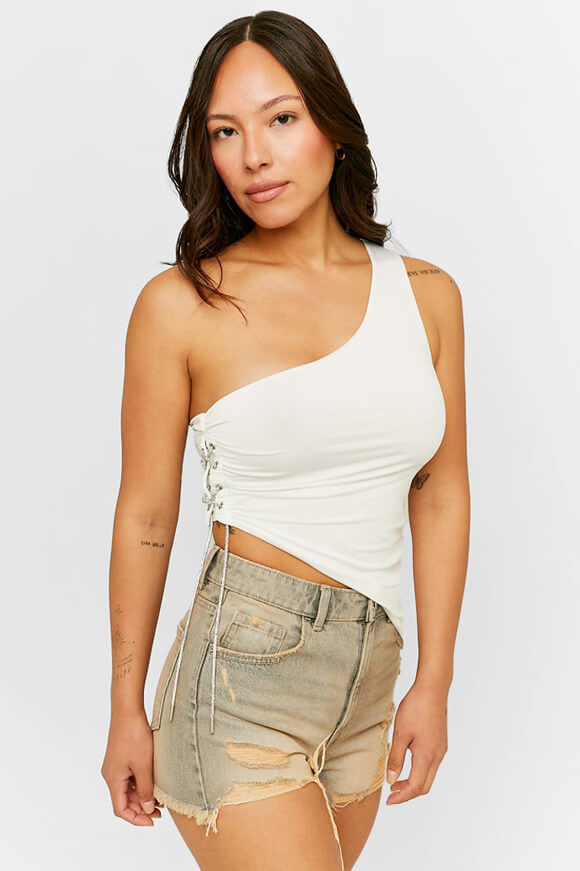 Tally Weijl Asymmetrisches Top | Offwhite | Damen  | XS von Tally Weijl