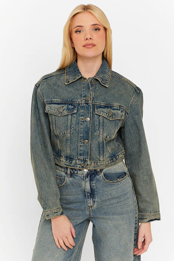 Tally Weijl Crop Jeansjacke | Blue Medium Used | Damen  | L von Tally Weijl