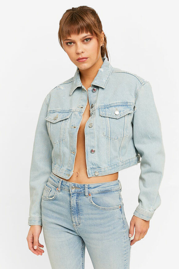 Tally Weijl Crop Jeansjacke | Light Blue Used | Damen  | L von Tally Weijl