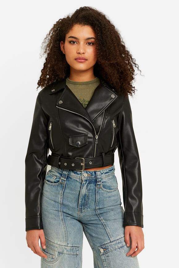 Tally Weijl Crop Kunstlederjacke | Black | Damen  | XS von Tally Weijl