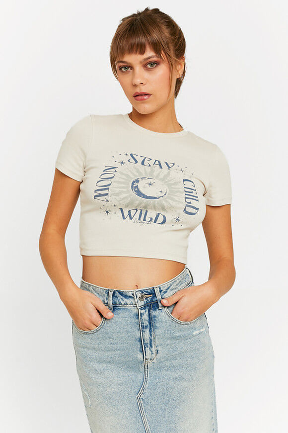 Tally Weijl Crop T-Shirt | Beige | Damen  | M von Tally Weijl