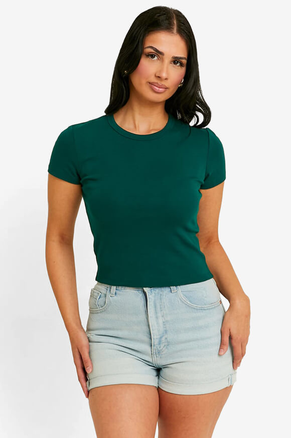 Tally Weijl Crop T-Shirt | Forest Green | Damen  | XS