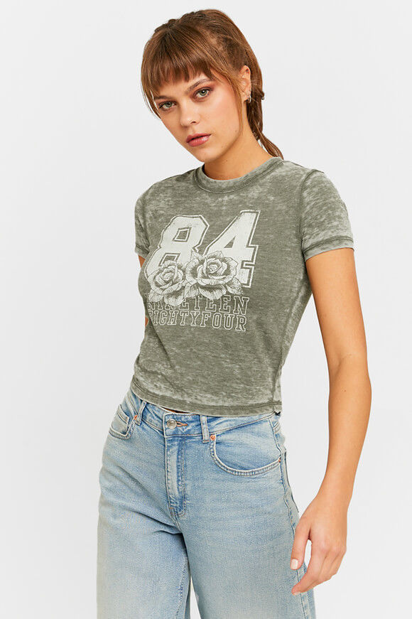 Tally Weijl Crop T-Shirt | Green Washed | Damen  | L von Tally Weijl