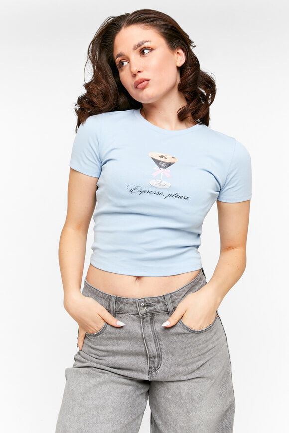 Tally Weijl Crop T-Shirt | Light Blue | Damen  | L von Tally Weijl