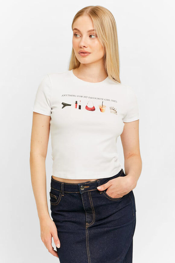 Tally Weijl Crop T-Shirt | White | Damen  | L von Tally Weijl