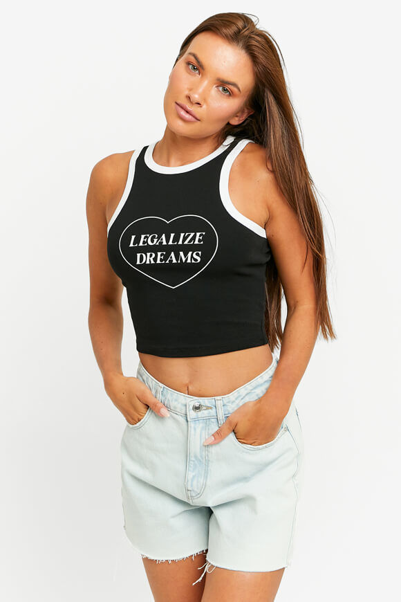 Tally Weijl Crop Tanktop | Black + White | Damen  | L von Tally Weijl