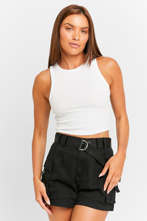 Tally Weijl Geripptes Crop Tanktop | White | Damen  | L von Tally Weijl