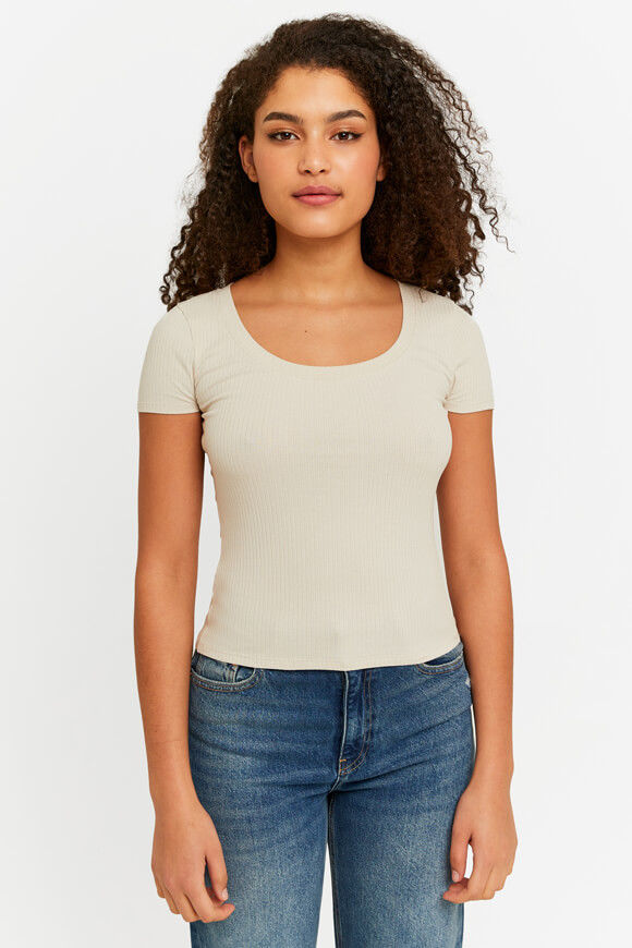 Tally Weijl Geripptes T-Shirt | Beige | Damen  | L von Tally Weijl