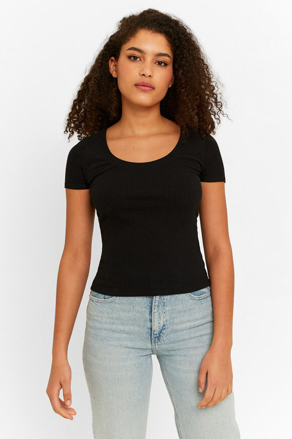 Tally Weijl Geripptes T-Shirt | Black | Damen  | L von Tally Weijl