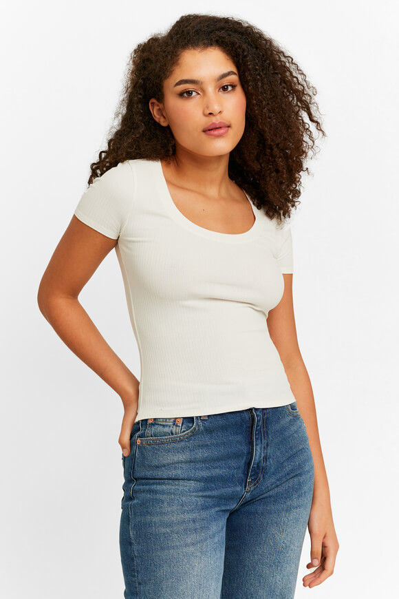 Tally Weijl Geripptes T-Shirt | Offwhite | Damen  | XS von Tally Weijl