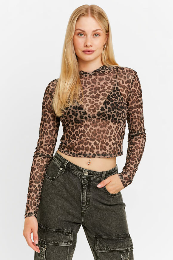 Tally Weijl Mesh Kapuzenlangarmshirt | Leo | Damen  | L von Tally Weijl