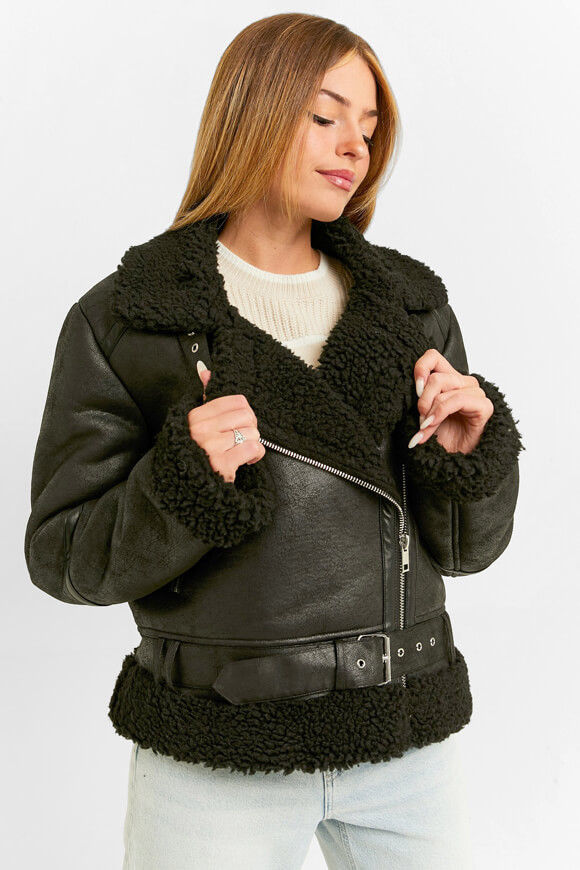 Tally Weijl Oversize Shearling Jacke | Black | Damen  | L von Tally Weijl