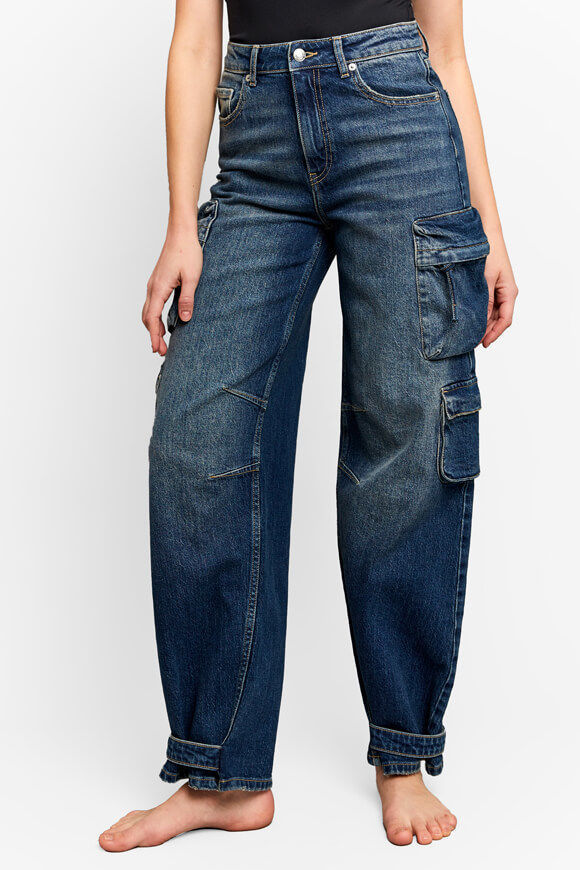 Tally Weijl Straight Leg Cargo Jeans | Dark Blue Washed | Damen  | 34 von Tally Weijl