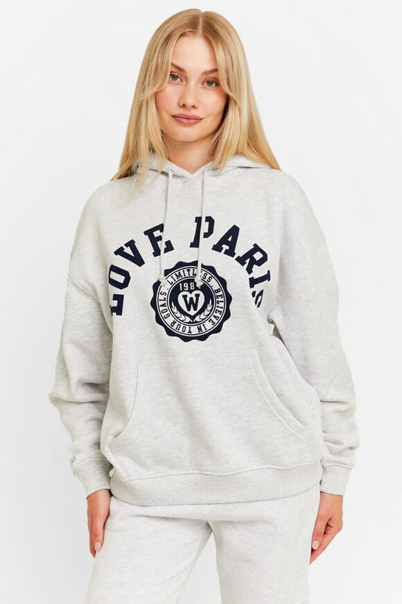 Tally Weijl Varsity Oversize Kapuzensweatshirt | Grey Heather | Damen  | XS von Tally Weijl