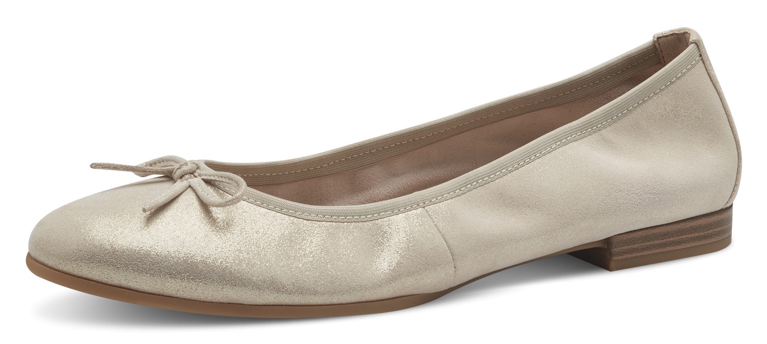 Tamaris Ballerina, Festtagsschuh, Hochzeitsschuh, Flats mit Schleife im Metallic Look von Tamaris