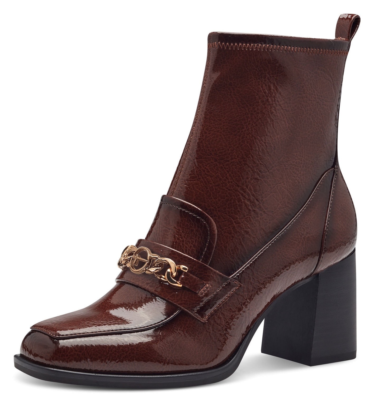 Tamaris Stiefelette, Blockabsatz, Partyschuh mit eleganter Zierkette und Logoemblem Tamaris Stiefelette, Blockabsatz, Partyschuh mit eleganter Zierkette und Logoemblem von Tamaris