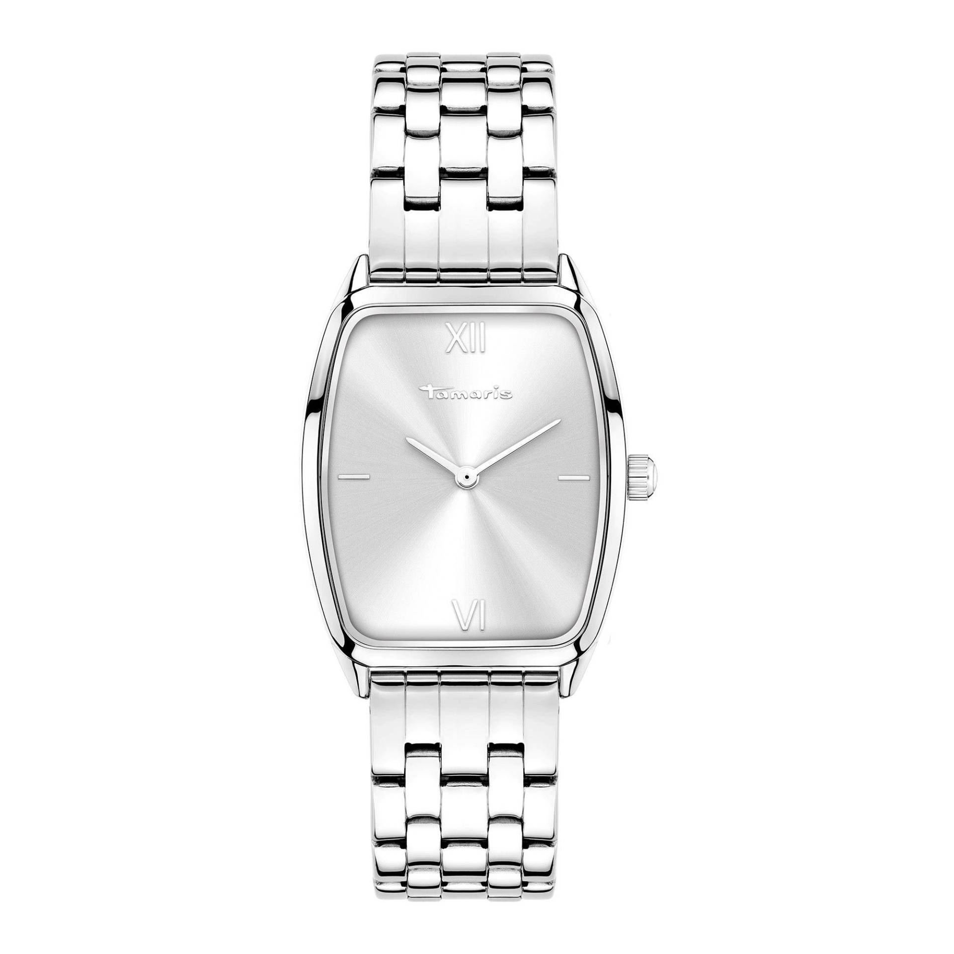 Tonneau Armbanduhr Damen Silber 33mm von Tamaris