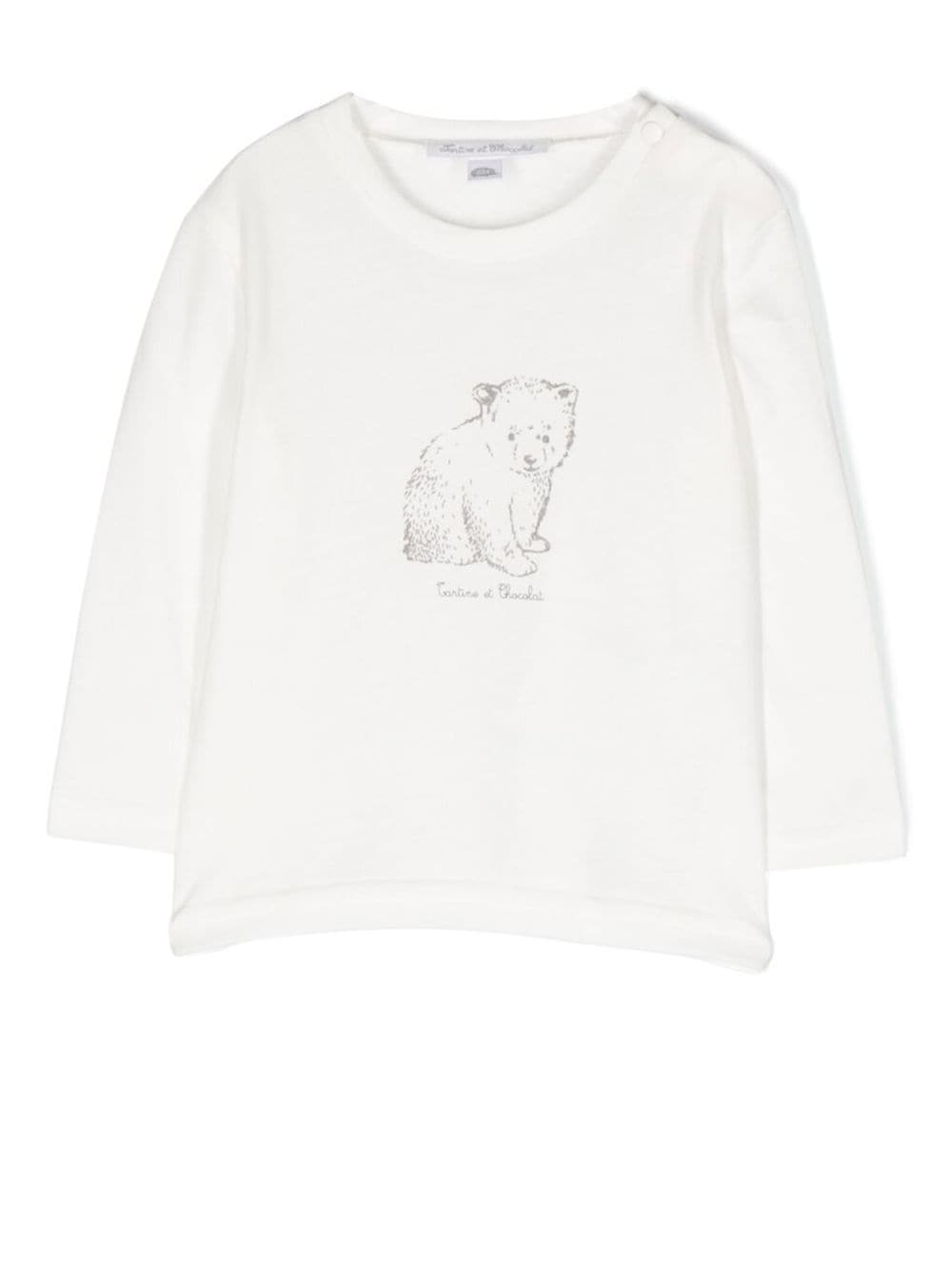 Tartine Et Chocolat bear-print long-sleeve T-shirt - White von Tartine Et Chocolat