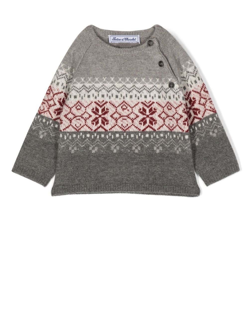 Tartine Et Chocolat fair isle intarsia-knit jumper - Grey von Tartine Et Chocolat