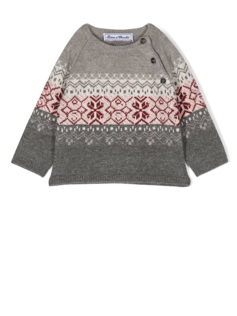 Tartine Et Chocolat fair isle intarsia-knit jumper - Grey von Tartine Et Chocolat