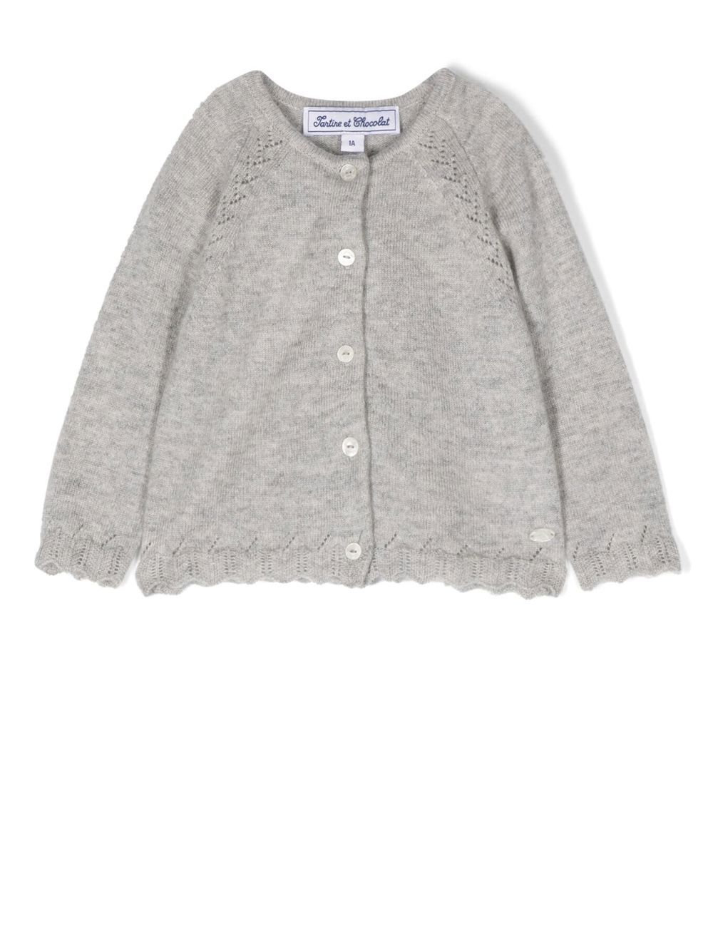 Tartine Et Chocolat fine-knit cashmere cardigan - Grey von Tartine Et Chocolat