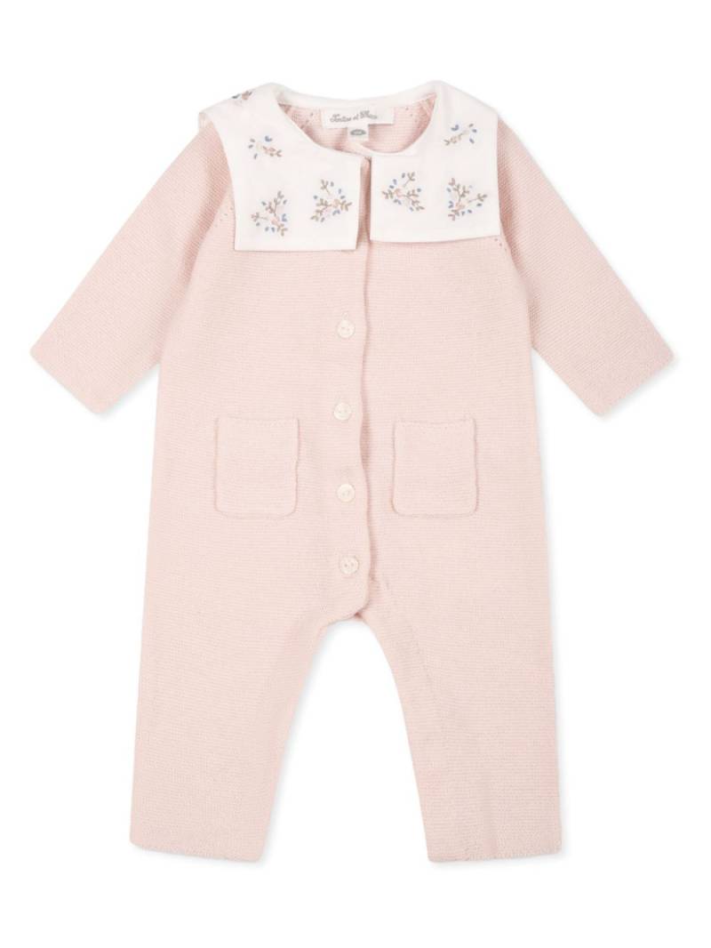 Tartine Et Chocolat floral-embroidered babygrow - Pink von Tartine Et Chocolat