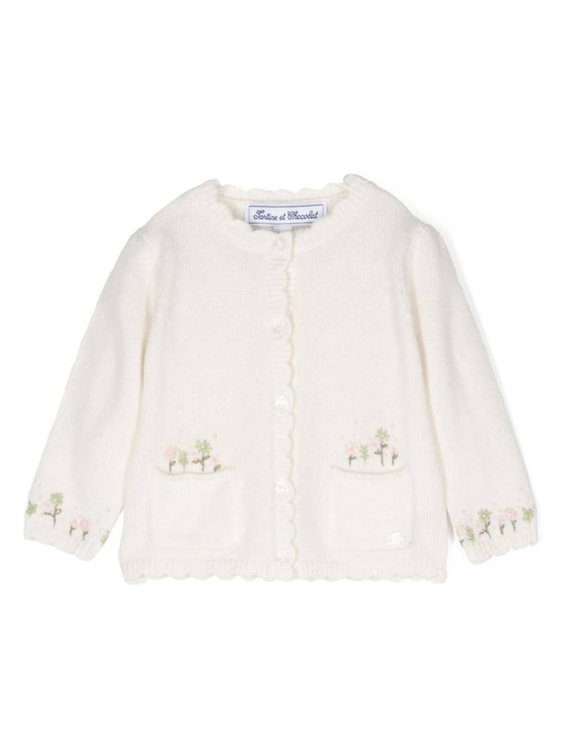 Tartine Et Chocolat floral-embroidered cardigan - White von Tartine Et Chocolat