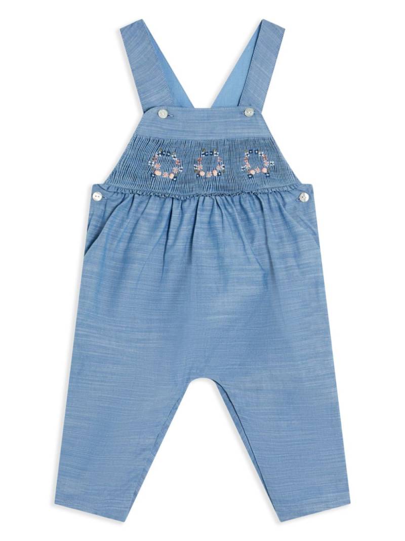 Tartine Et Chocolat floral-embroidered cotton dungarees - Blue von Tartine Et Chocolat