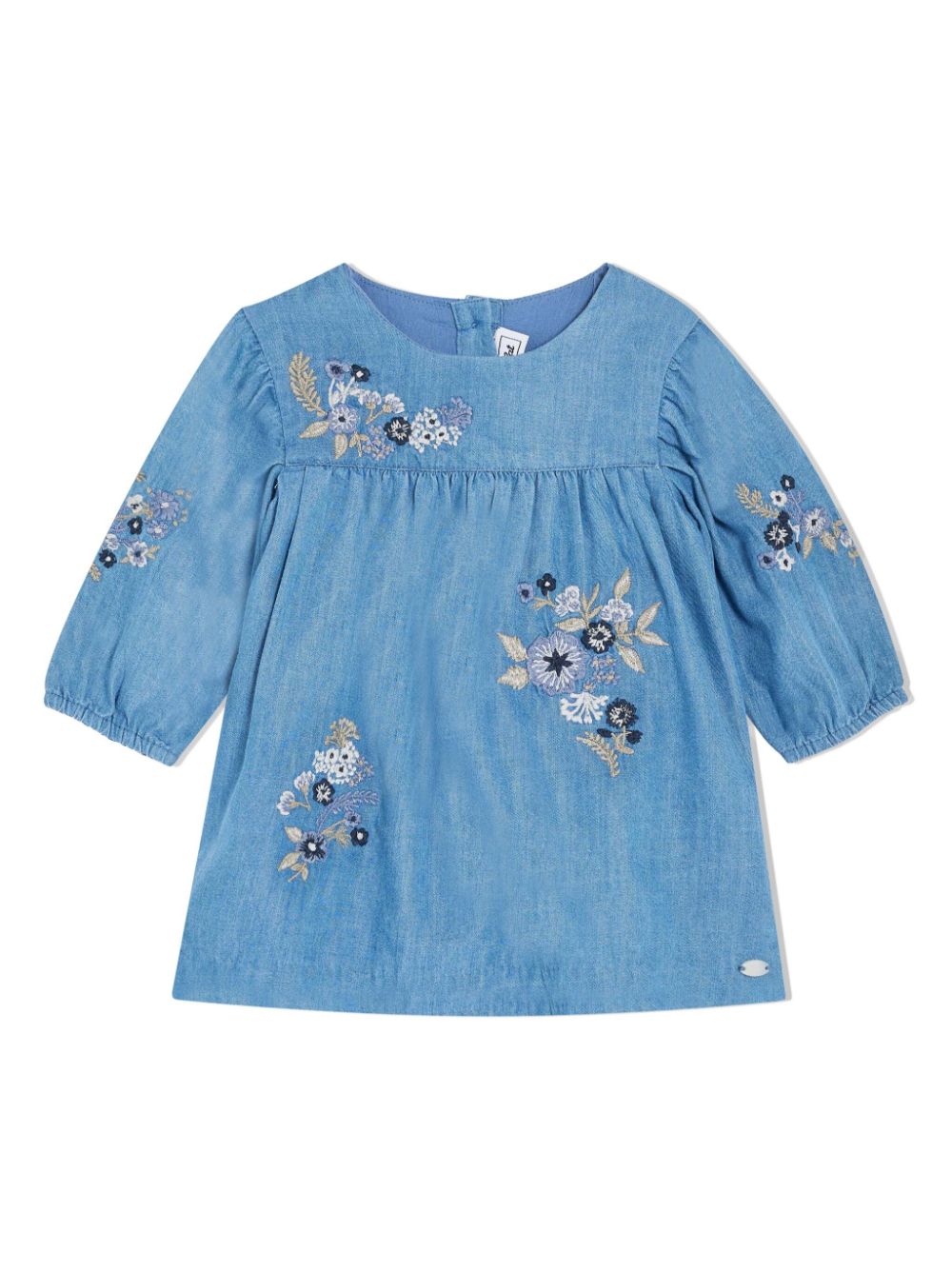 Tartine Et Chocolat floral-embroidered long-sleeve dress - Blue von Tartine Et Chocolat