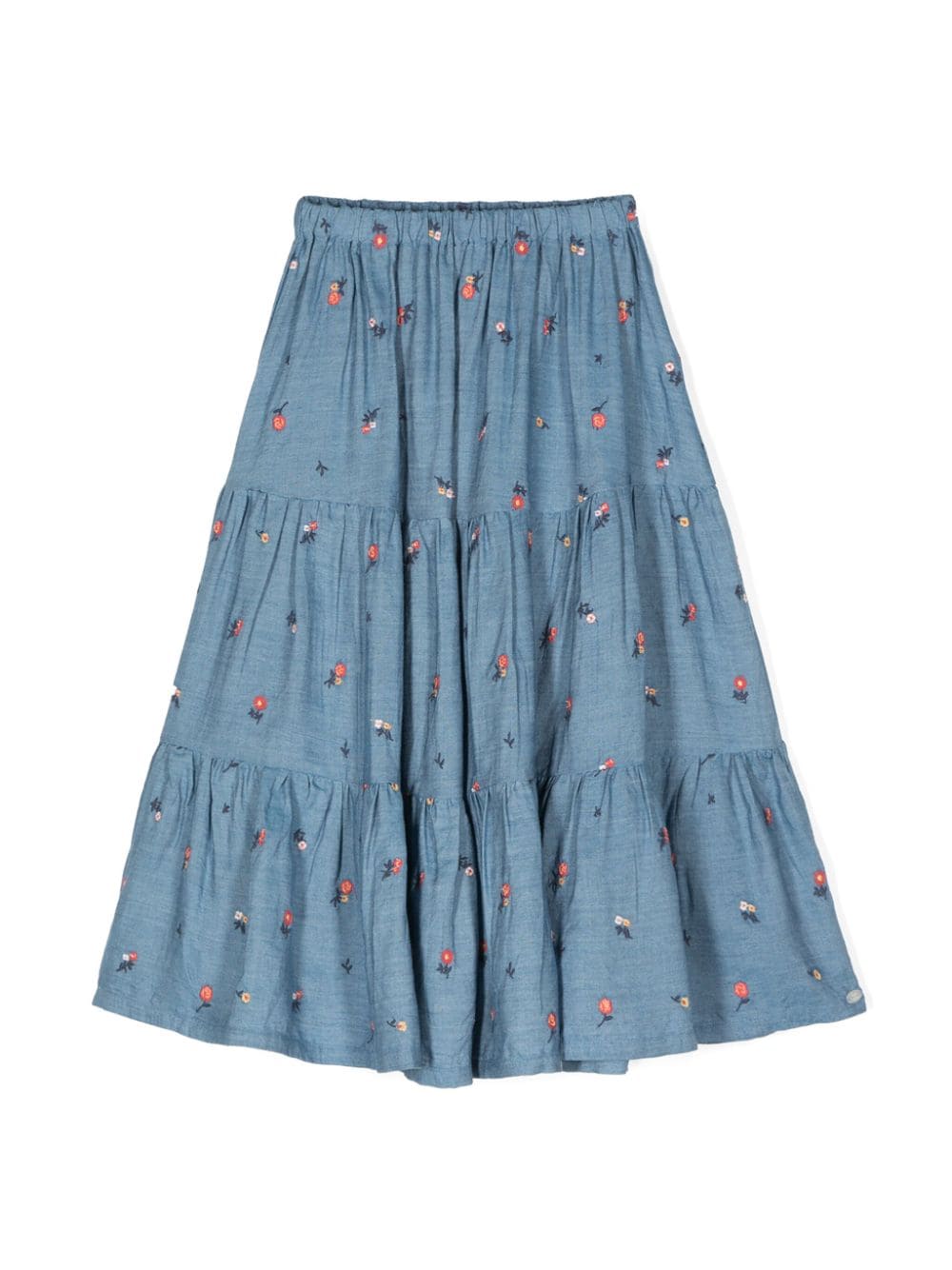 Tartine Et Chocolat floral-embroidered tiered skirt - Blue von Tartine Et Chocolat