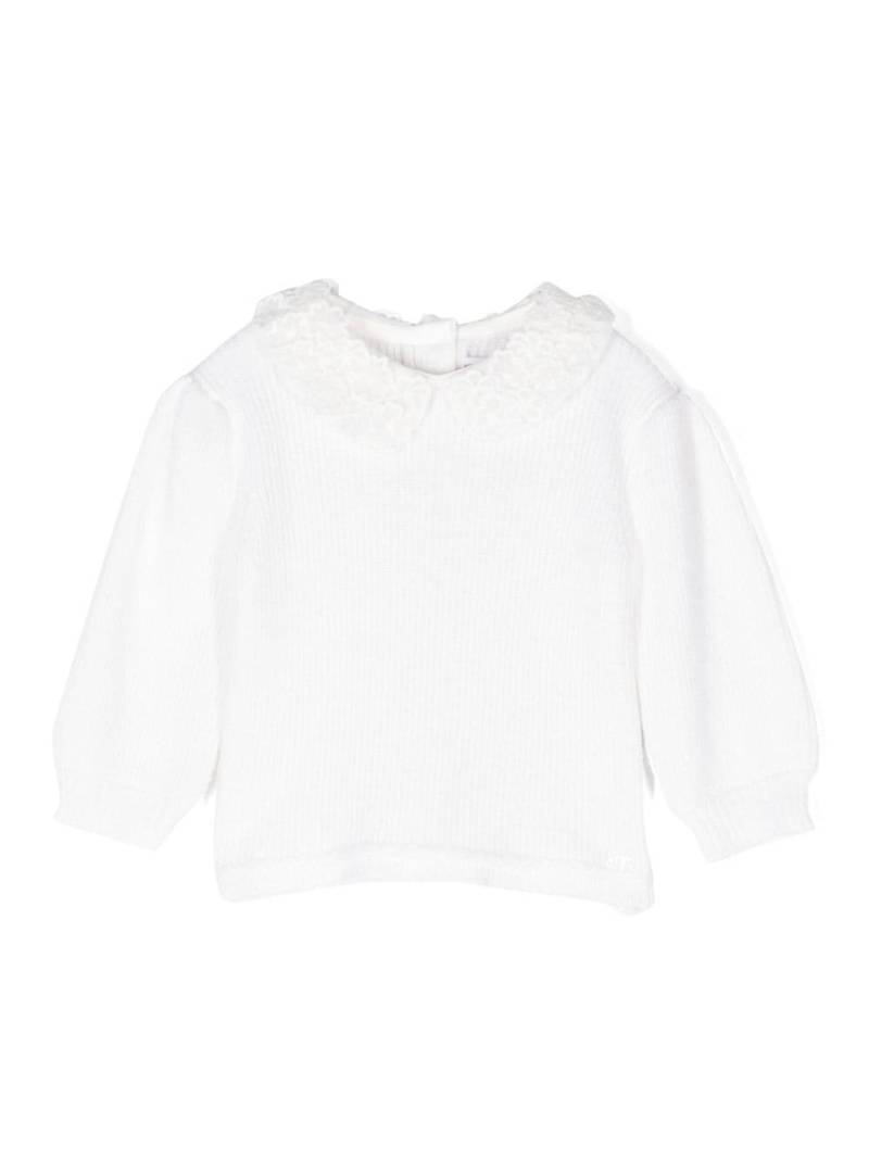 Tartine Et Chocolat floral-embroidery sweater - White von Tartine Et Chocolat