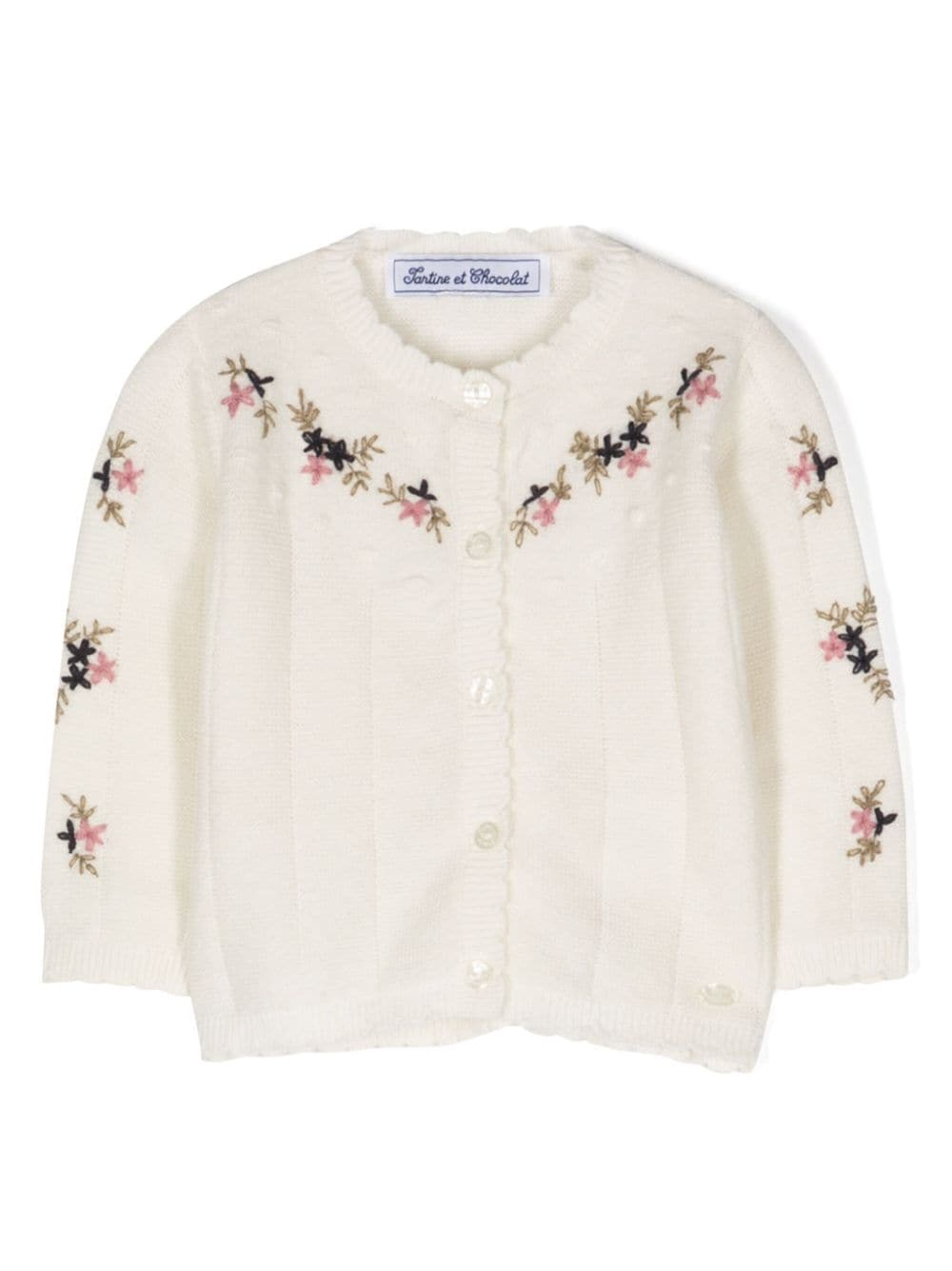 Tartine Et Chocolat floral-embroidery wool cardigan - White von Tartine Et Chocolat