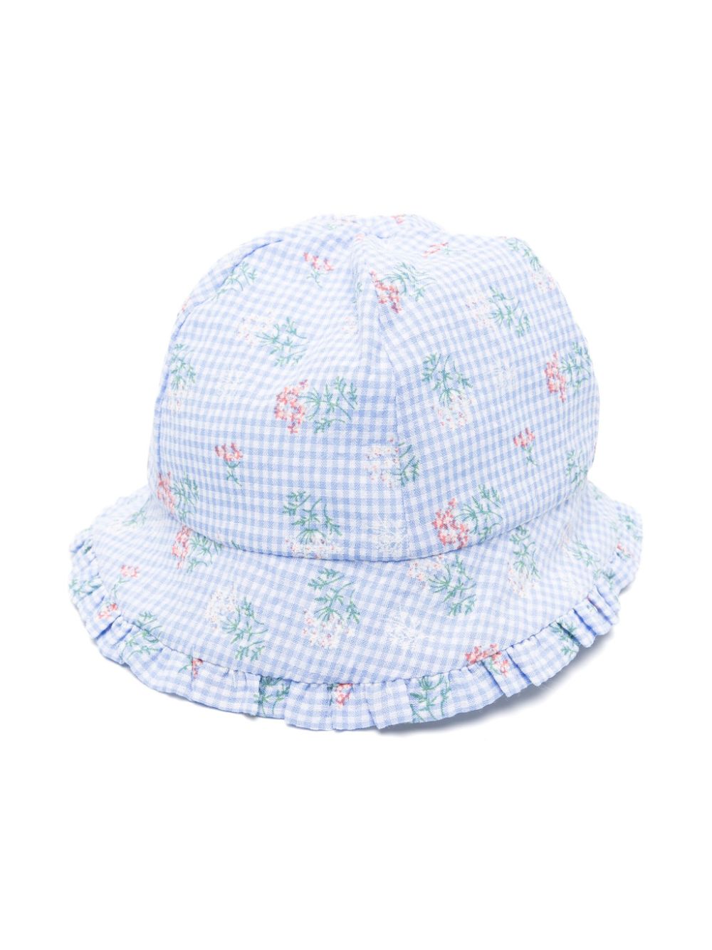 Tartine Et Chocolat gingham floral ruffled hat - Blue von Tartine Et Chocolat