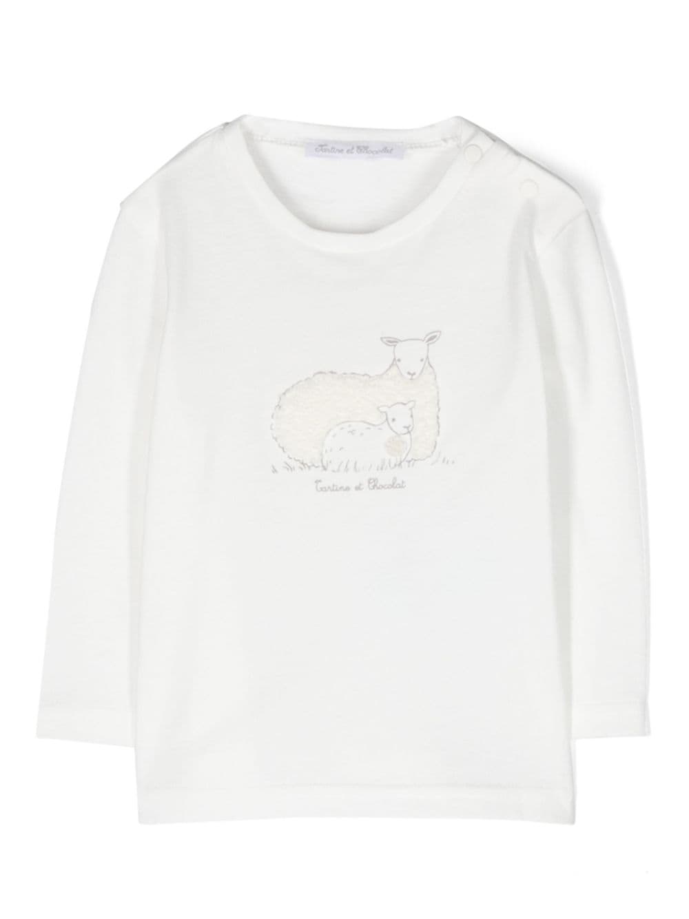 Tartine Et Chocolat graphic-print long-sleeve cotton T-shirt - White von Tartine Et Chocolat