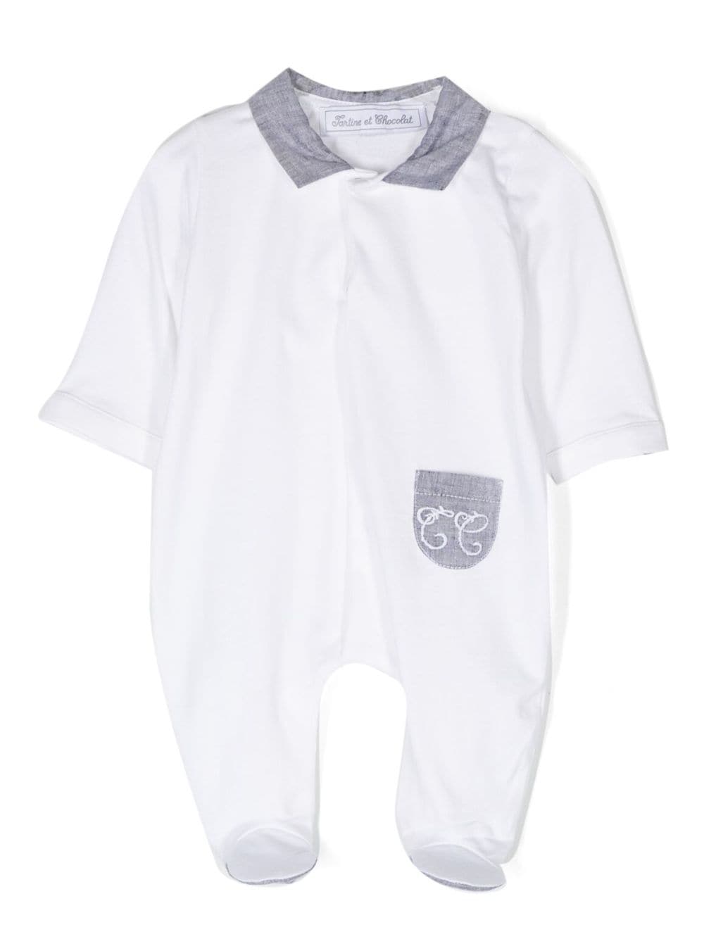 Tartine Et Chocolat logo-embroidery contrasting-collar pajama - White von Tartine Et Chocolat