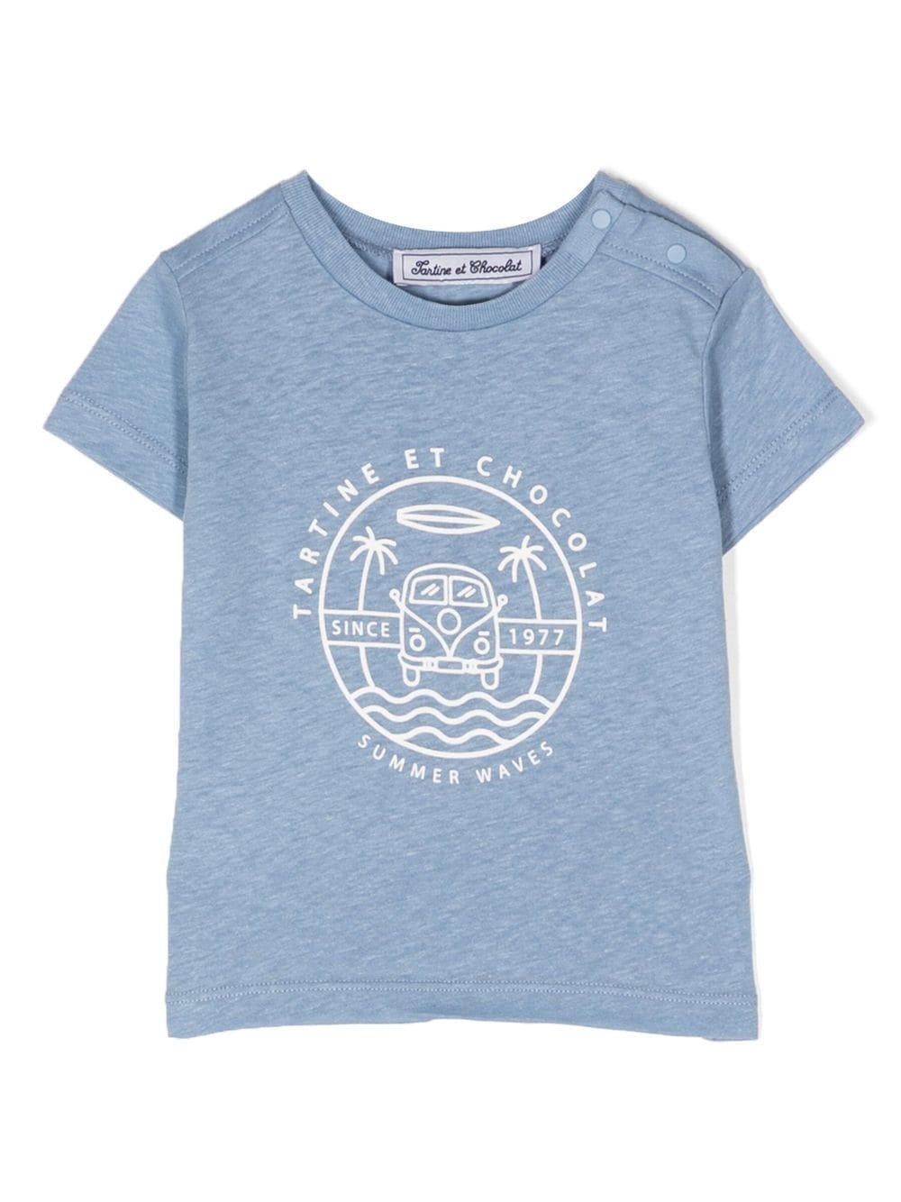 Tartine Et Chocolat logo-print detail T-shirt - Blue von Tartine Et Chocolat