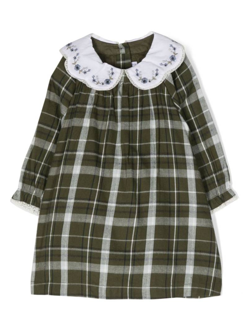 Tartine Et Chocolat plaid-check scallop-collar flared dress - Green von Tartine Et Chocolat