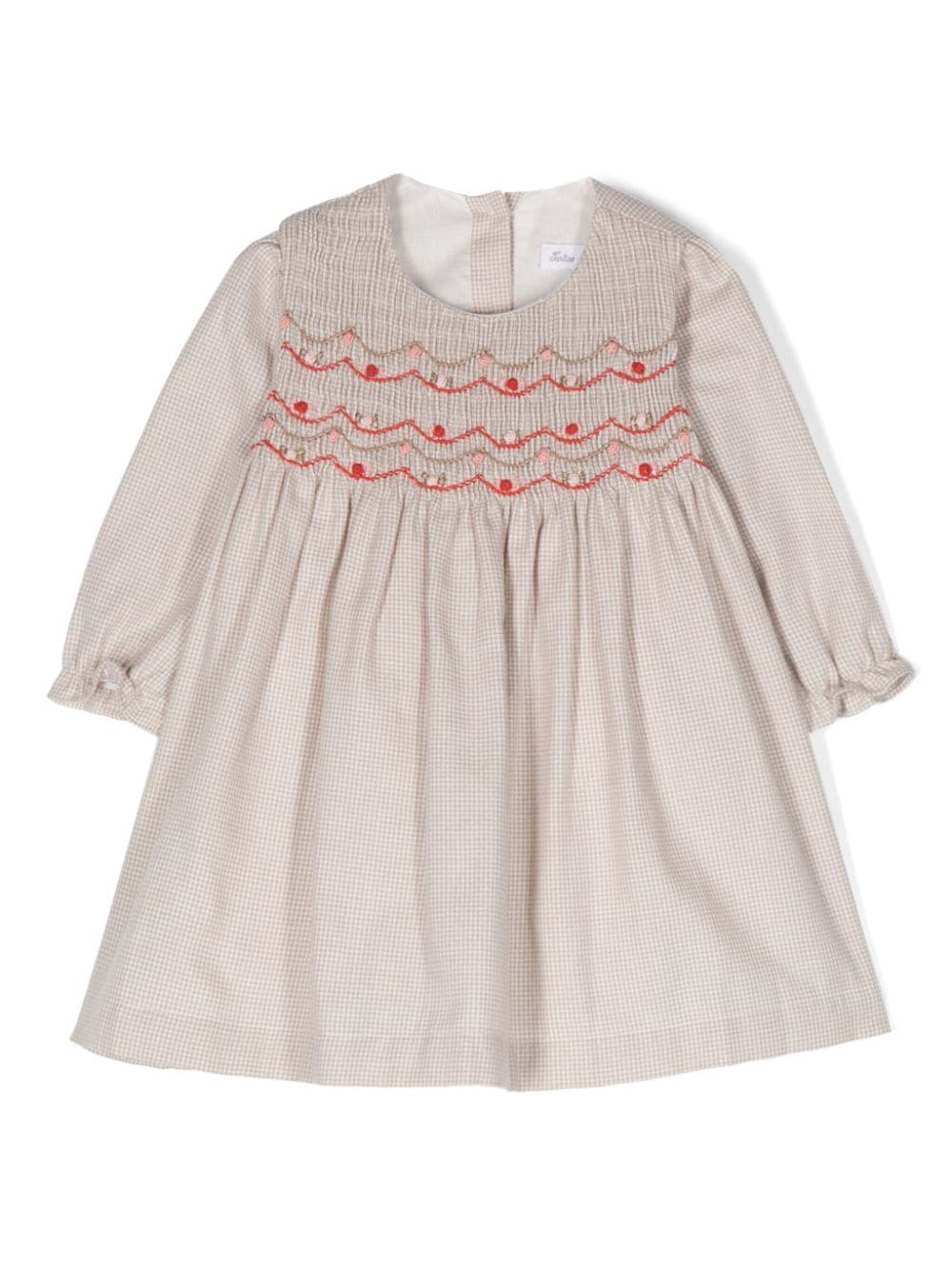 Tartine Et Chocolat rose-embroidered checked minidress - Neutrals von Tartine Et Chocolat