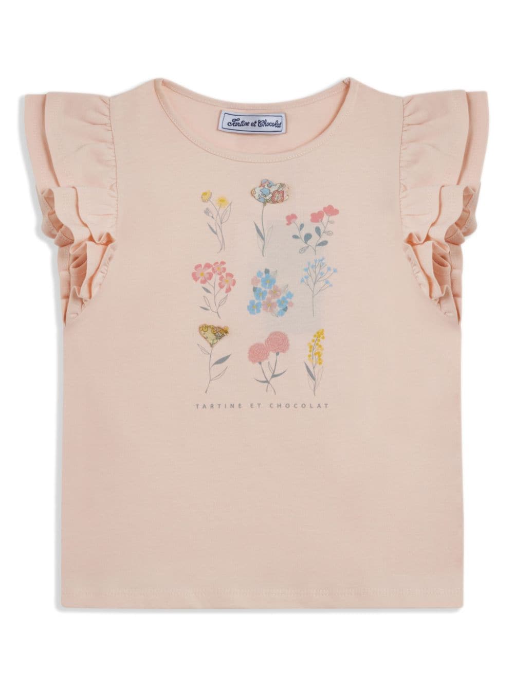 Tartine Et Chocolat ruffled floral-print T-shirt - Pink von Tartine Et Chocolat