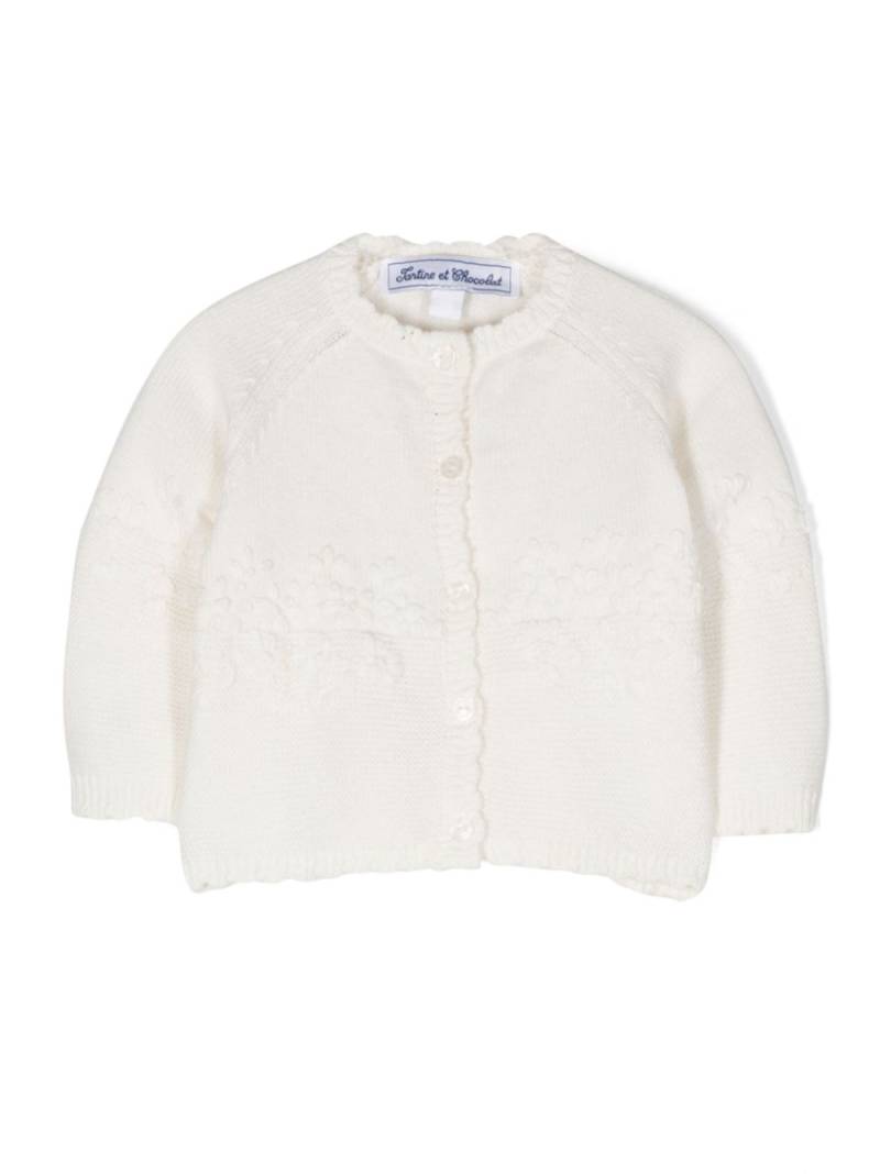 Tartine Et Chocolat scallop edge cotton wool-blend cardigan - White von Tartine Et Chocolat