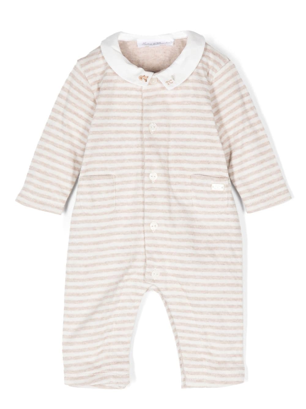 Tartine Et Chocolat striped pointed-collar rompers - Neutrals von Tartine Et Chocolat